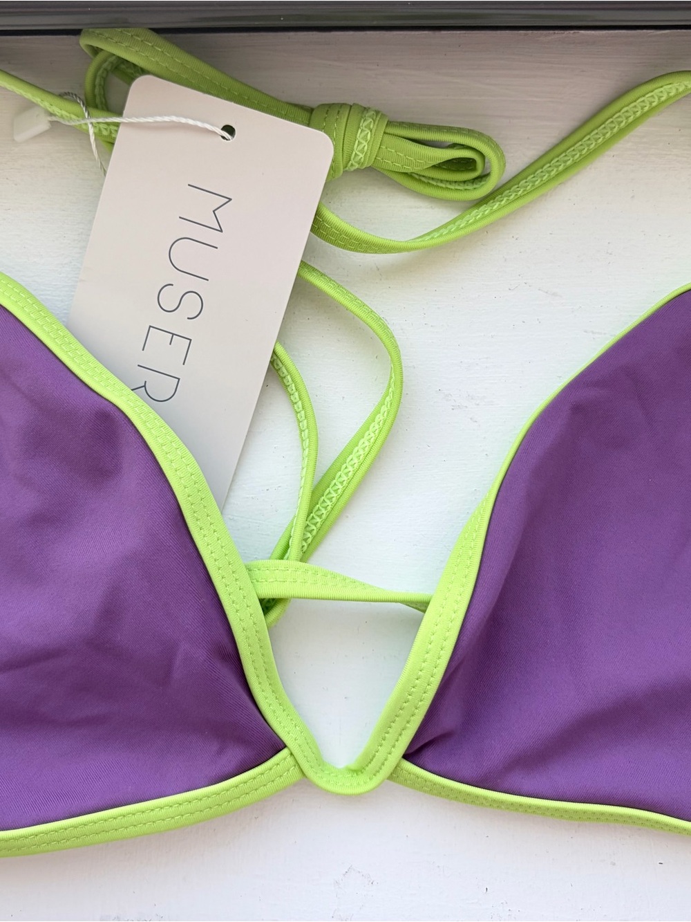 Muser Women’s Purple & Lime Triangle Bikini Top